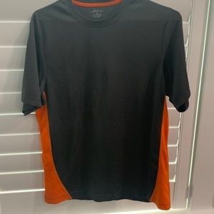 BCG 𝅺Mens Medium Performance Shirt Short sleeve Gray & Orange sport shirt